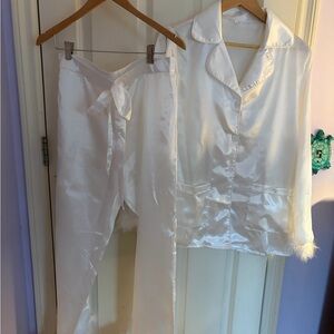 Elegant White Satin Pajama Set